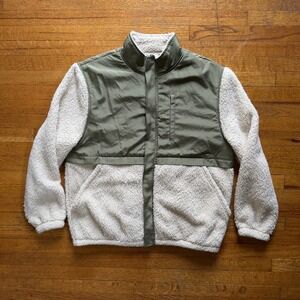 ANDE Fleece Jacket Olive Green Sherpa Lined Zip Up Cozy‎ Comfy Mens Medium